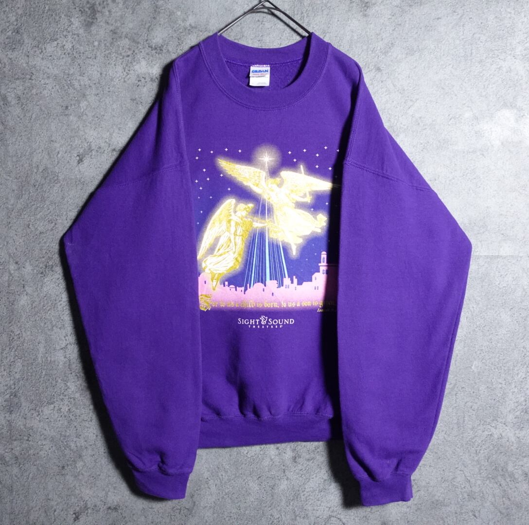 90s "GILDAN" Purple Angel Design Sweat