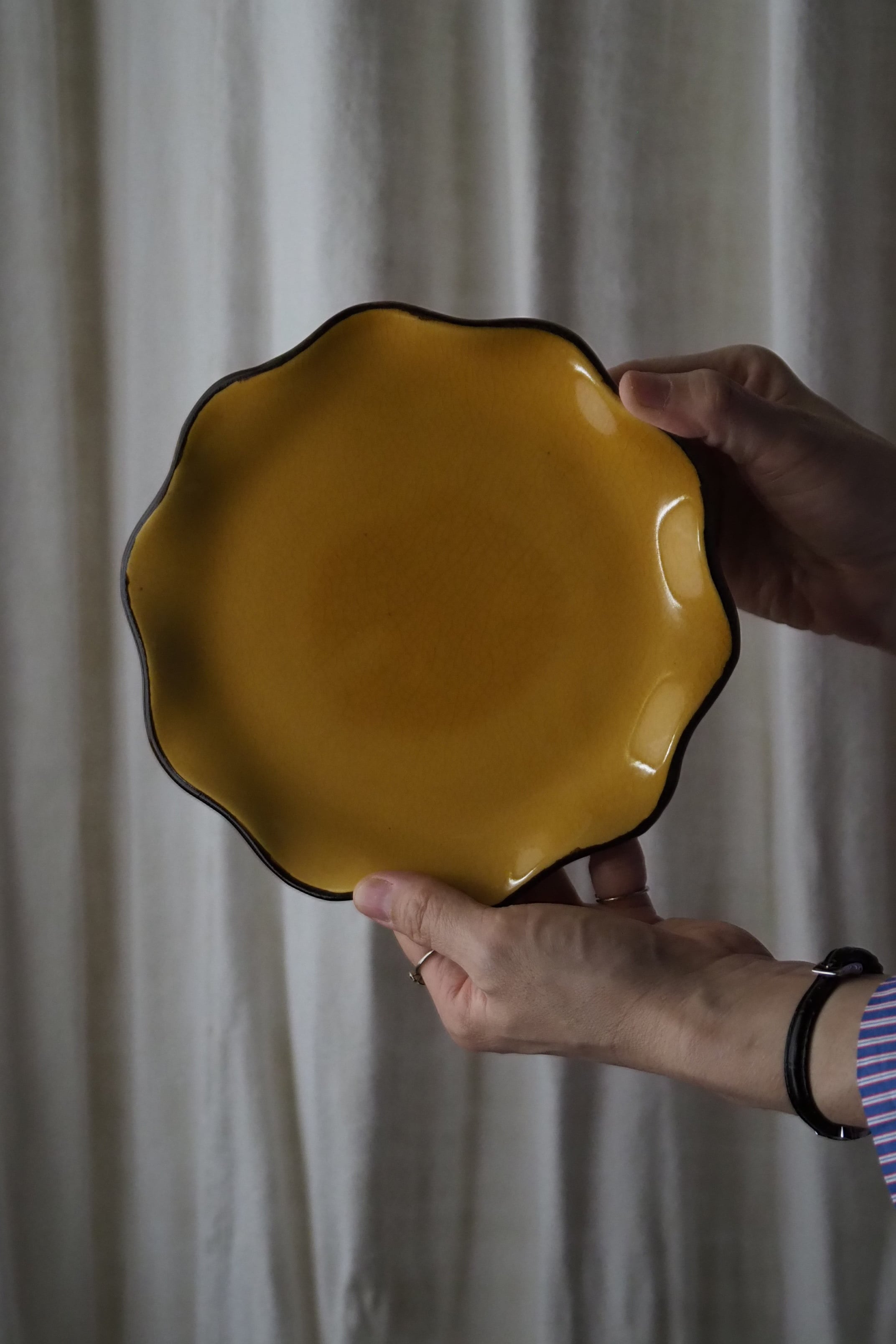 黄土色のデザート皿-vintage pottery plate | アンティーク