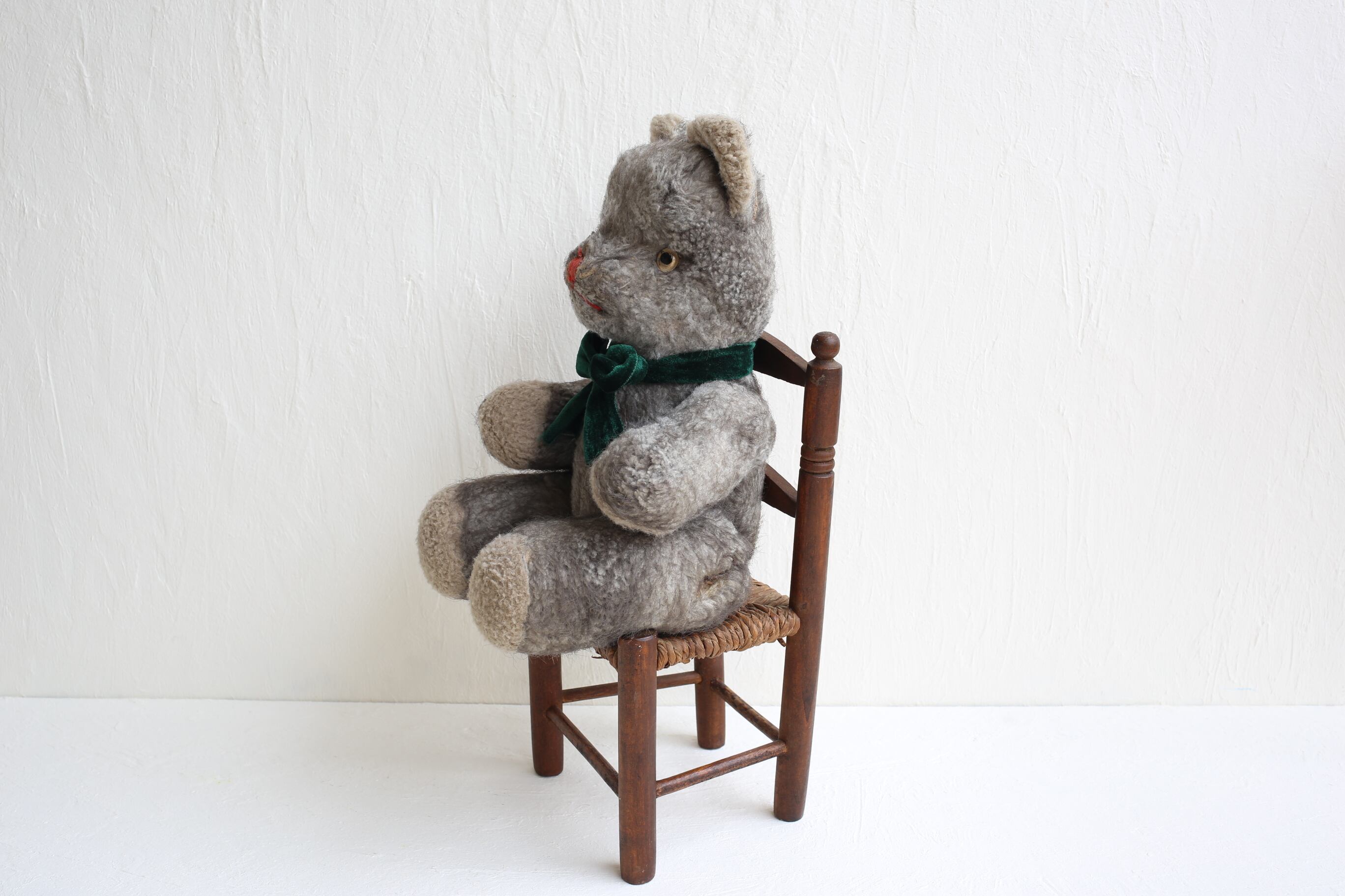 フランス アンティーク ヴィンテージ テディベア グレー N-02476