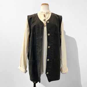 1990s Cotton Button Front Vest