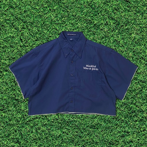 チビ丈mellowリメイクワークシャツ ネイビー