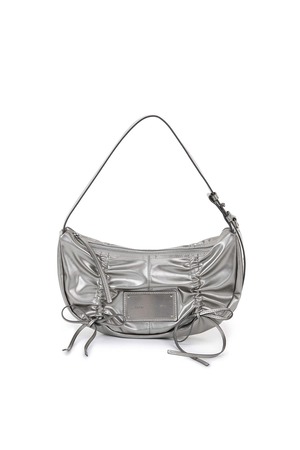 [Matin Kim] HALF SHIRRING RIBBON ROUND BAG IN DARK SILVER 正規品 韓国ブランド 韓国通販 韓国代行 韓国ファッション マーティンキム matinkim 日本 店舗