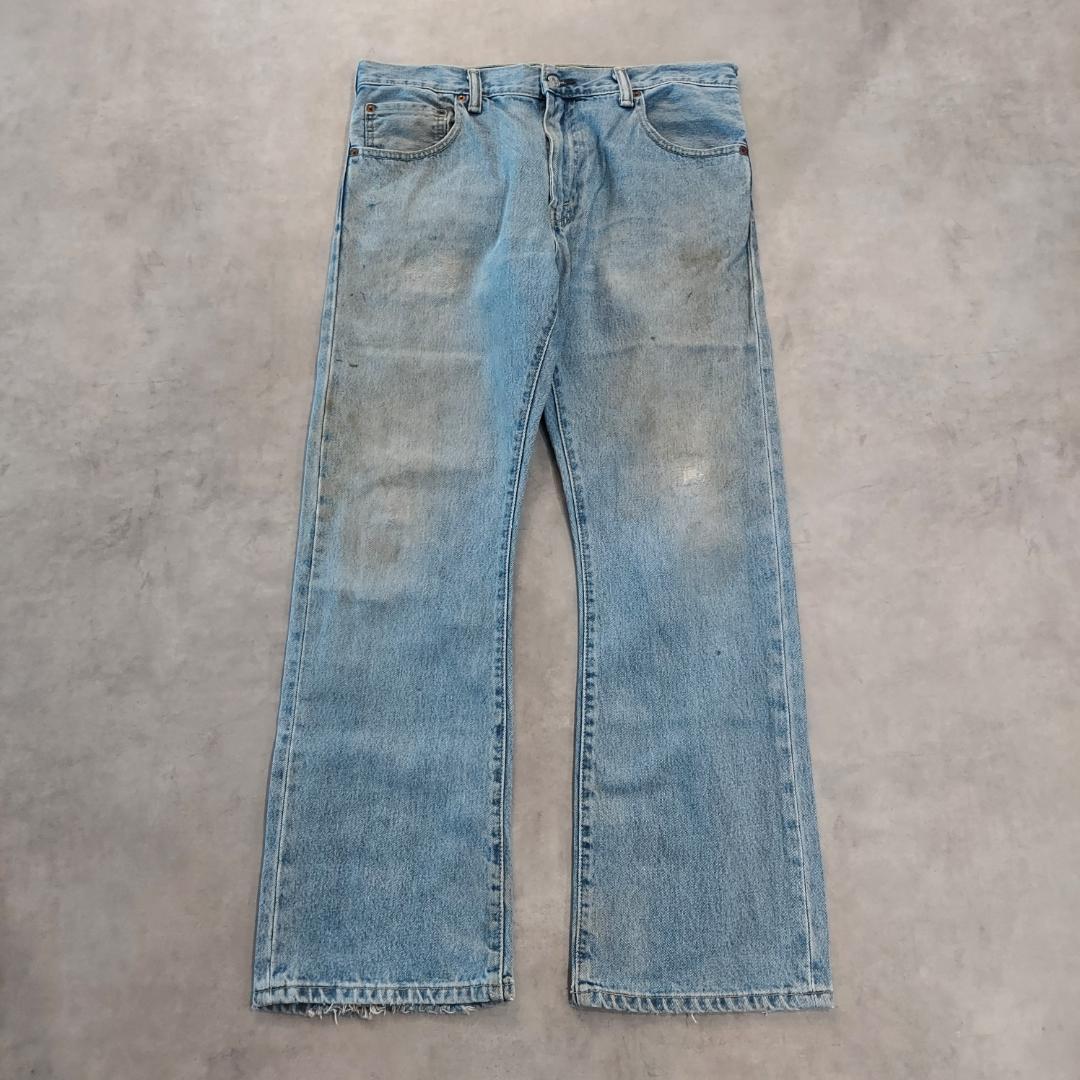リーバイス517 Levis W34 フレア ブーツ 青 古着 ヒゲ 22068