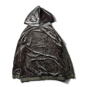Vintage oversized crack velvet hoodie "KHAKI"