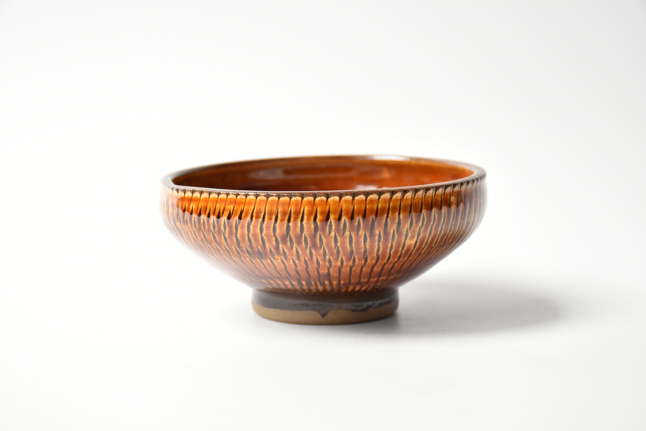 <Sold Out> 小鹿田焼 / 黒木昌伸窯 : 4寸小鉢 飴 とびかんな