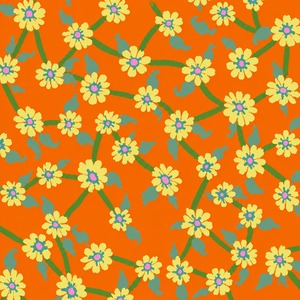 8/21発売！USAコットン Kaffe Fassett（布幅X50cm単位カット）Mayflower（メイフラワー）PWBM106.ORANGE｜Brandon Mably