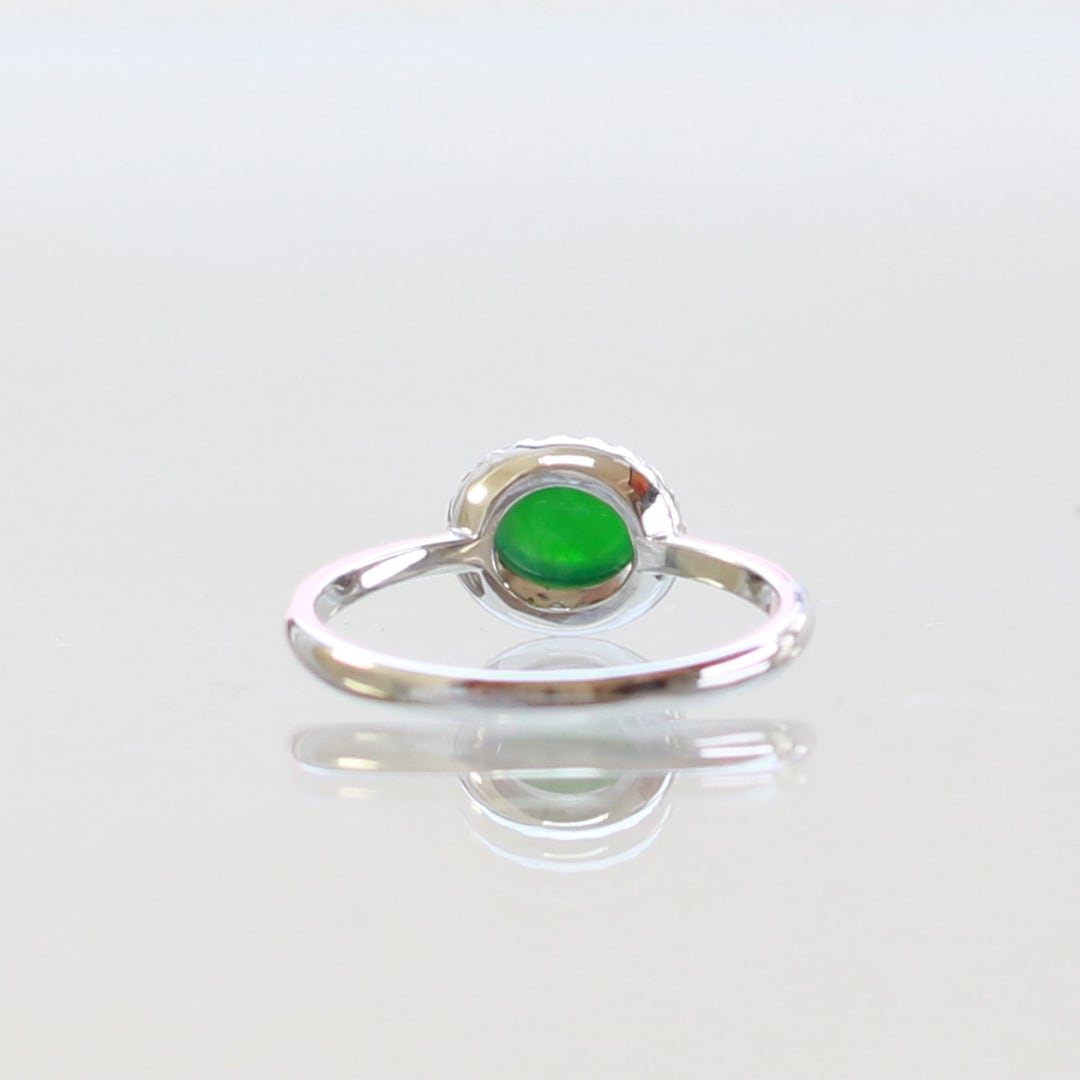 うる艶グリーン翡翠リング K10YG forest green jade diamond A貨翡翠