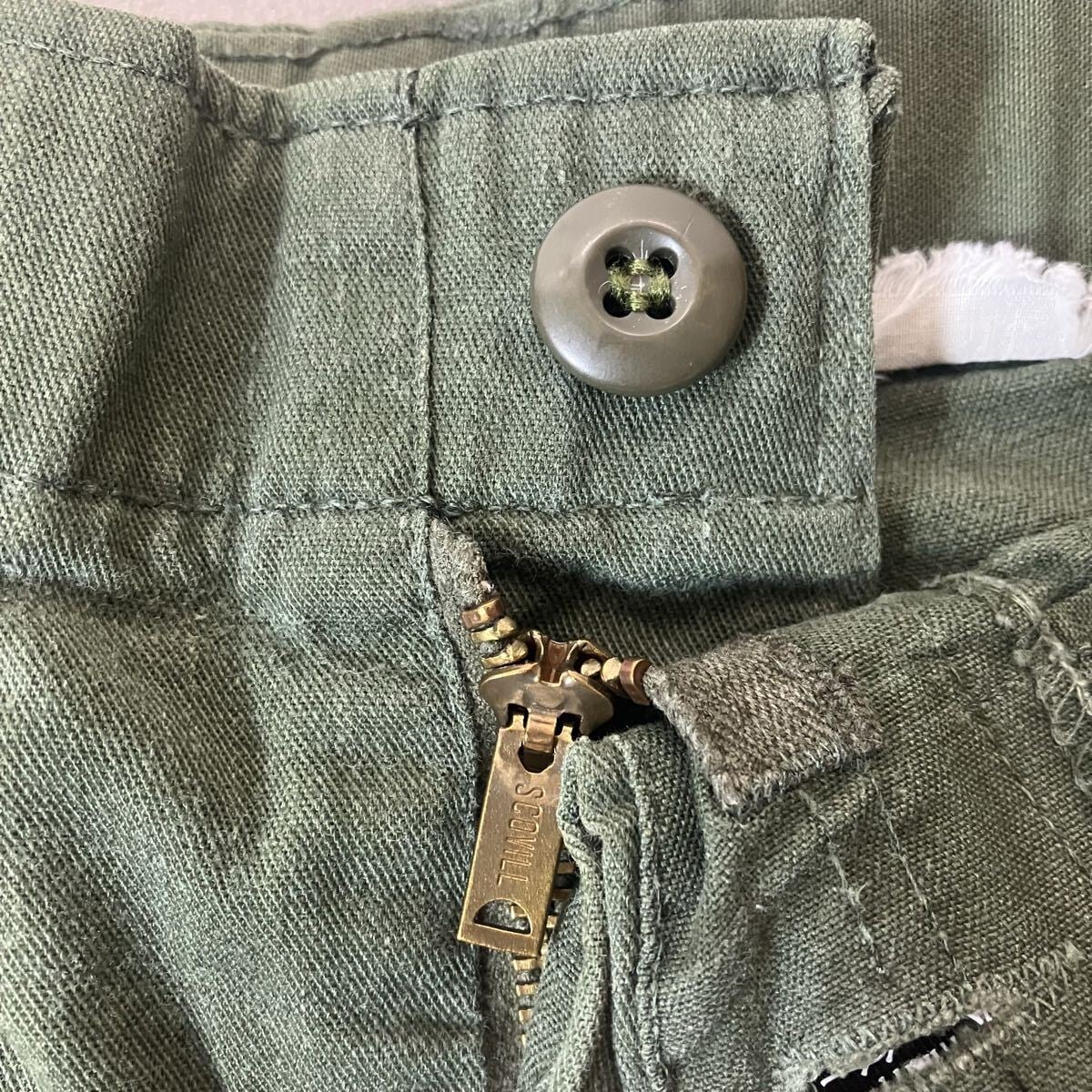 70s US ARMY ドレススラックス Scovillジップ 軍パン L 古着 70s US ARMY OG-107 ベイカーパンツ SCOVILLジップ ミリタリーパンツ