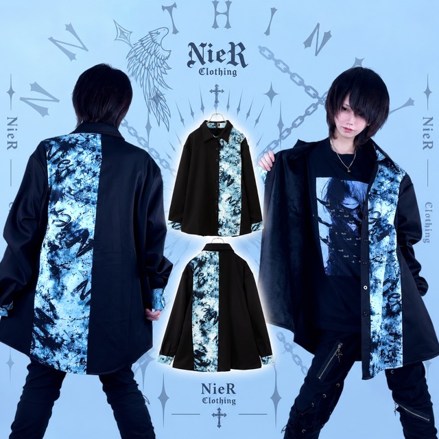 MEN'S CRASH TWO-TONE OVERSIZE SHIRT【裏起毛】