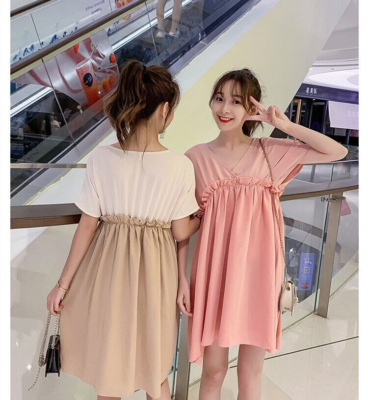 【新作】【送料無料】 マタニティ妊娠中の女性のドレスバージョンのルーズシフォン妊娠中の女性のスカート2019年夏 サマー 夏物 AL expec345458721707