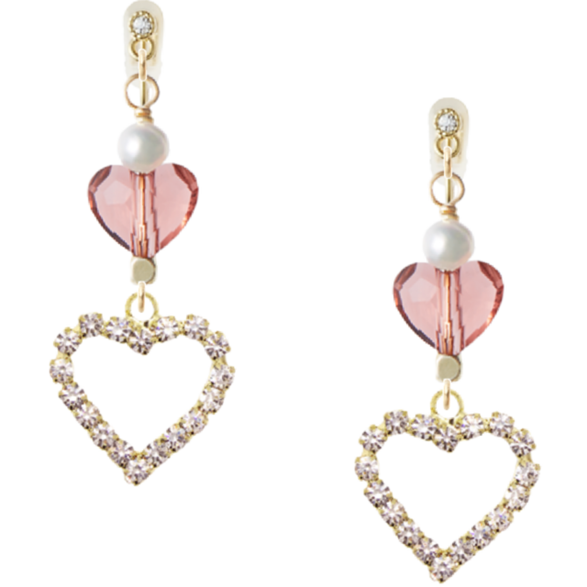 ☆別注商品☆ ノンホールピアス イヤリング ハートデザイン パール 