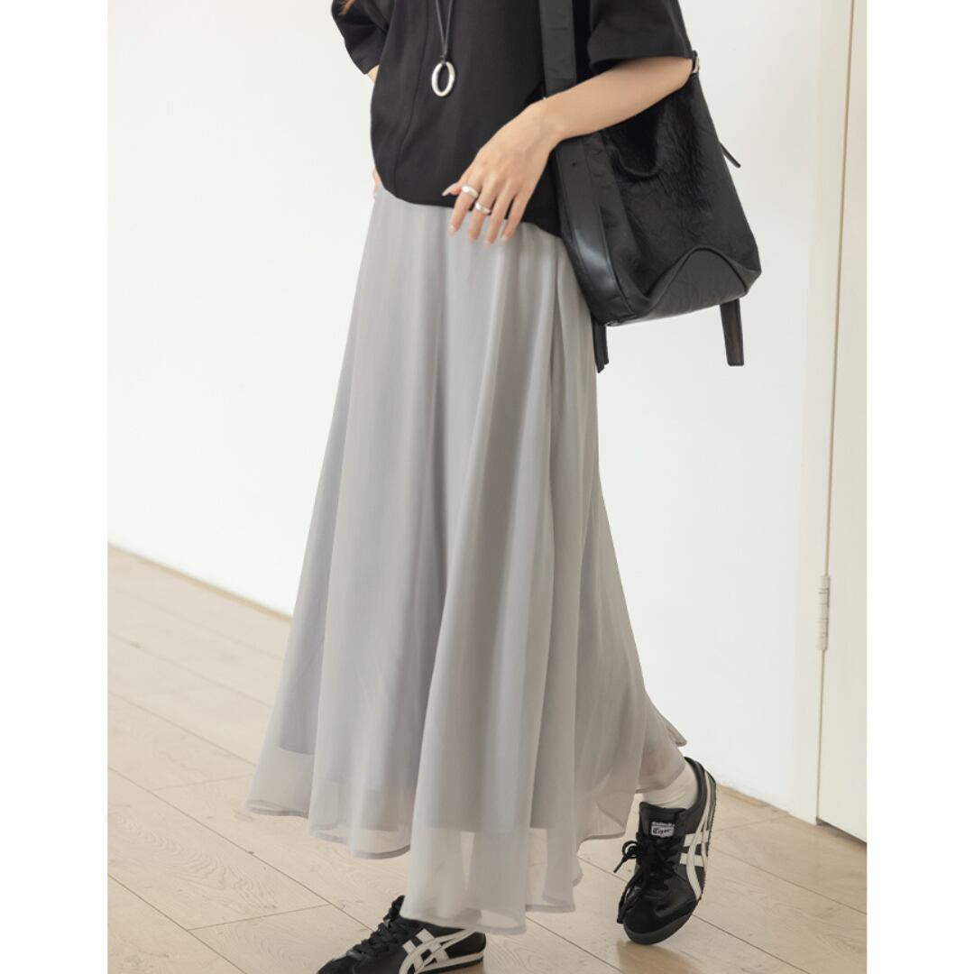 flare mid length skirt