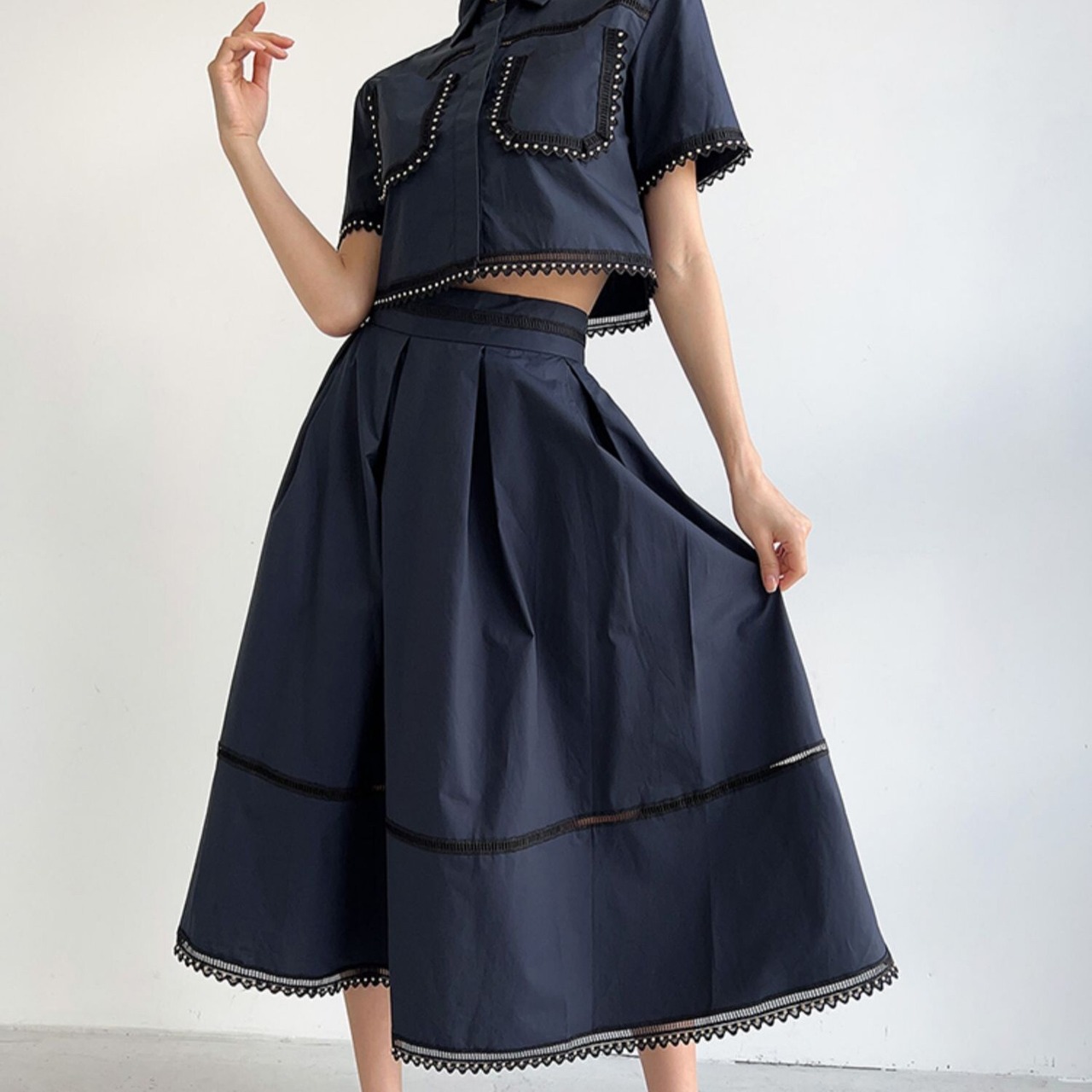 【Set-up】Short Sleeve Tops & A-Line Skirt / 半袖 トップス & Aライン スカート セットアップ