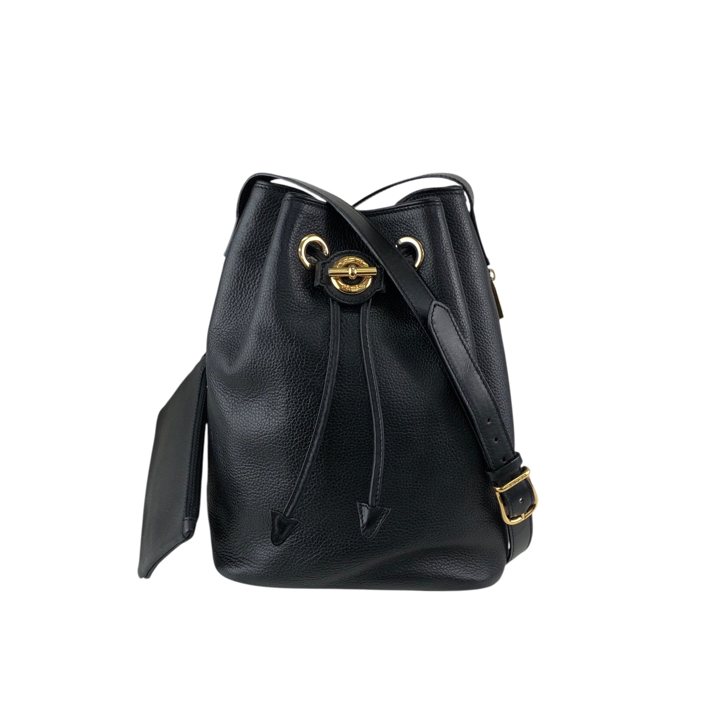 CELINE セリーヌ ショルダーバッグ ブラック マンテル レザー 巾着