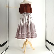 フラダンス 衣装 ALOHA FABRICS アロハファブリック ツーピース セットアップ 上下セット ブラウン系 無地 シンプル ハワイアンプリント ハワイアン アロハ フラ ダンス レッスン 練習 ハワイアンダンス 茶 白 赤茶 ホワイト系 レッド系 シングル スカート フレア 華やか かわいい おしゃれ 上品 大人っぽい