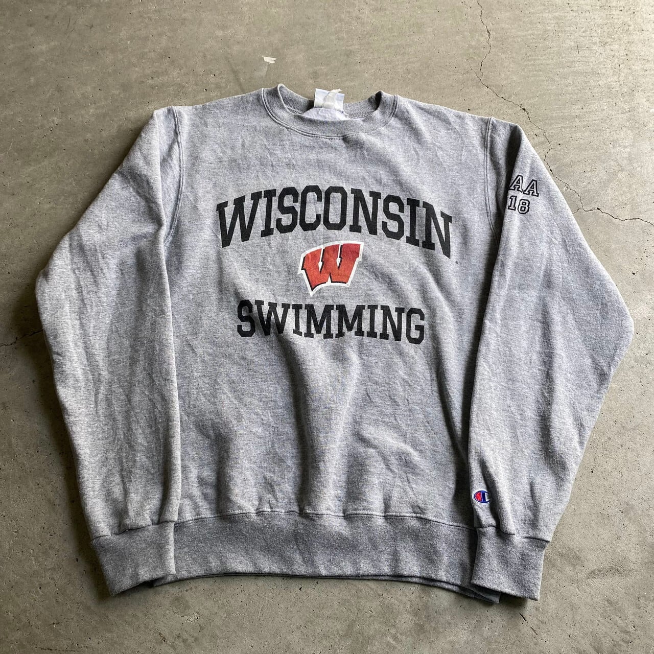 Champion チャンピオン WISCONSIN カレッジチームロゴ プリント スウェット メンズM 古着 トレーナー 灰色 ライトグレー  【スウェット】【WS2202-15】 | cave 古着屋【公式】古着通販サイト