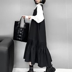 Pleated long vest dress(ME021)