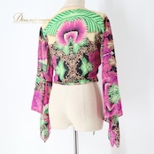 ベリーダンス 衣装 チョリ まとめ売り 全3点 セット トップス ブラウス イチオク ICHIOKU 花柄 黒 紫 青 緑 黄 練習 レッスン 華やか かわいい 軽い 透け感 イベント ブラック系 ピンク系 ブルー系 グリーン系 イエロー系 パープル系