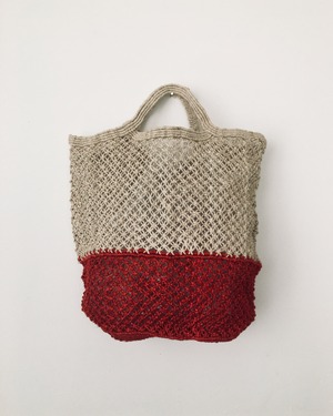 Jute macrame shopping bag Nat/Red｜ショッピングバッグ