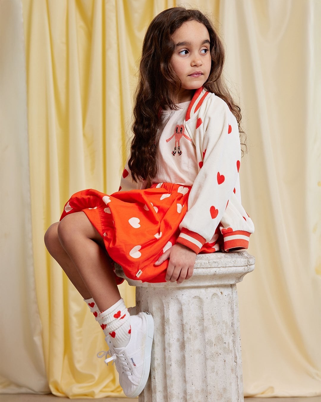 26SS pre】minirodini( ミニロディーニ )Hearts aop velour baseball