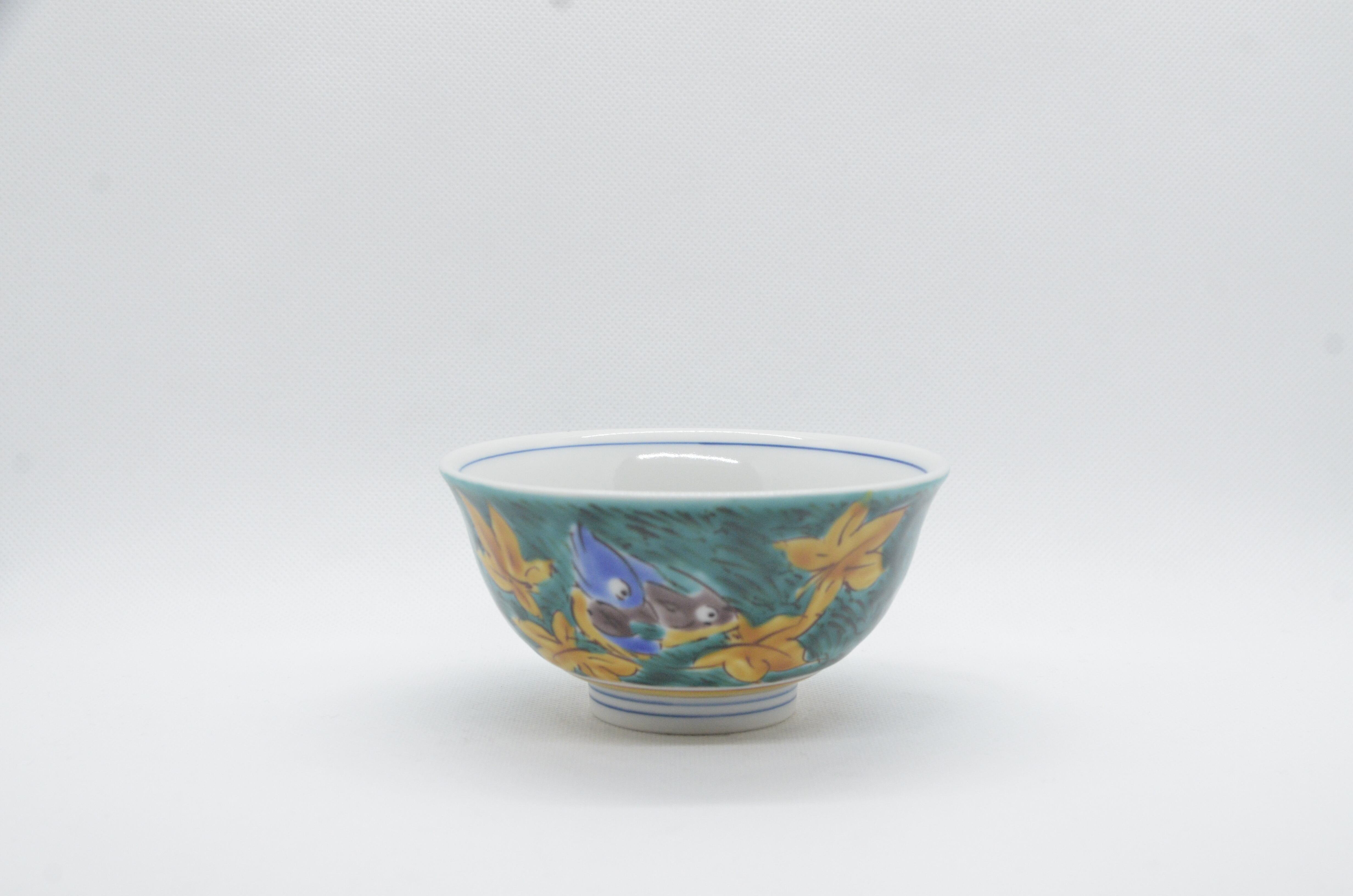 九谷焼 松浦慎弥 色釉彩双鳥 組飯碗 | 若林陶器