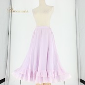 社交ダンス 衣装 スタンダード スカート レッスンウェア レディース Sanline サンリーヌ 薄紫 パープル系 無地 フリル 練習着 シンプル 練習用 スカート レディースファッション 薄紫系 ダンス 練習服 ストレッチ素材 カジュアル 踊りやすい フィット感舞台衣装 シンプルスタイル フリルデザイン パーティー スタイルアップ