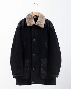 padded chore coat w\detachable boa collar / Made In Bulgaria