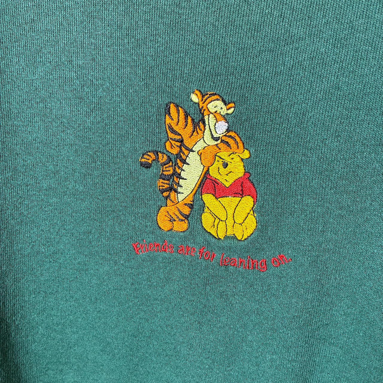 90s USA製 Disney Winnie the Pooh & Tigger 刺繍スウェット グリーン
