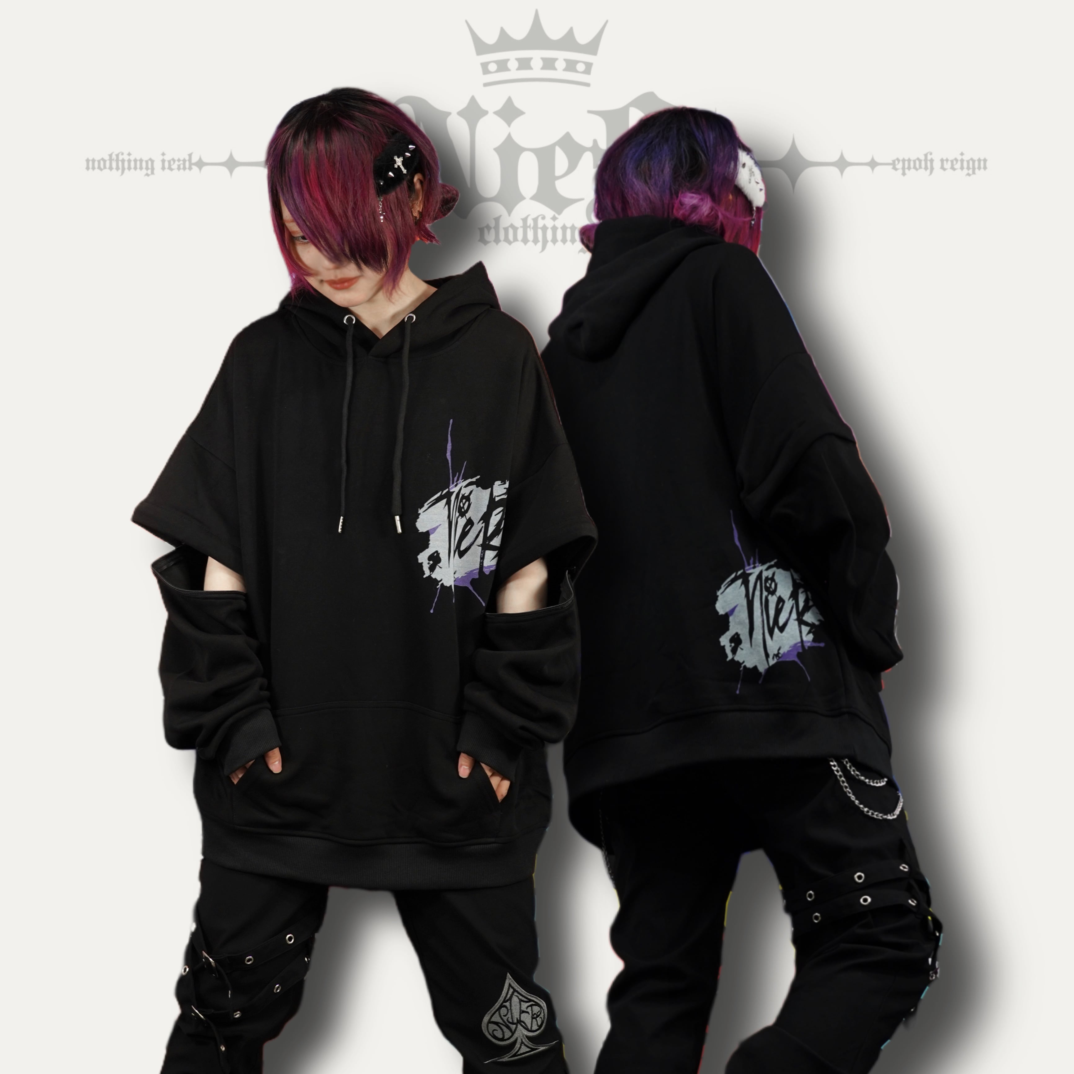 ZIP SLEEVE 3WAY HOODIE【ART LOGO】 | NIER CLOTHING