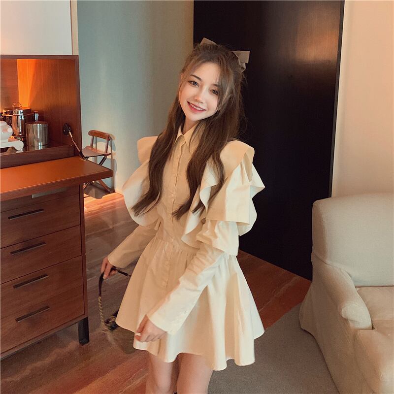 送料無料 着映えワンピ フェミニンガーリー 好印象ミニワンピース デートや会食に Lamitte Deco トレンド 韓国ファッション ショップ Base店