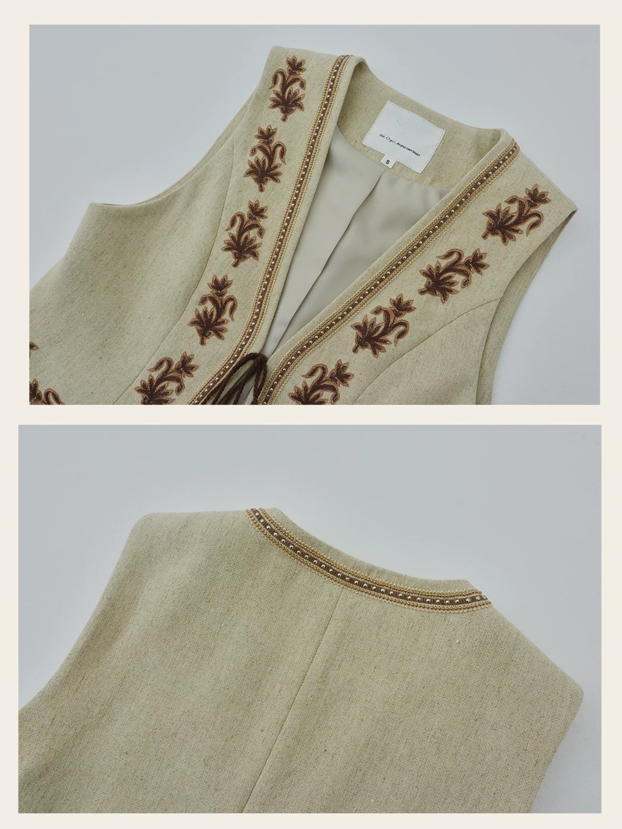Folklorique Bistre Embroidery Vest F0790