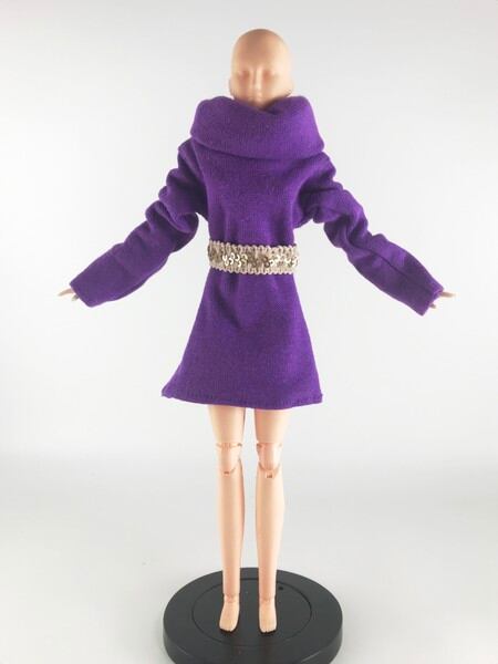 ドール服 1/6 女性用27 ネックスリーブカジュアルセーター パープル TV1107 VG - 画像3