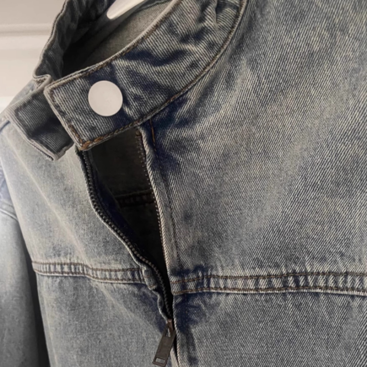 ショートスタンドカラーデニムジャケット　0879