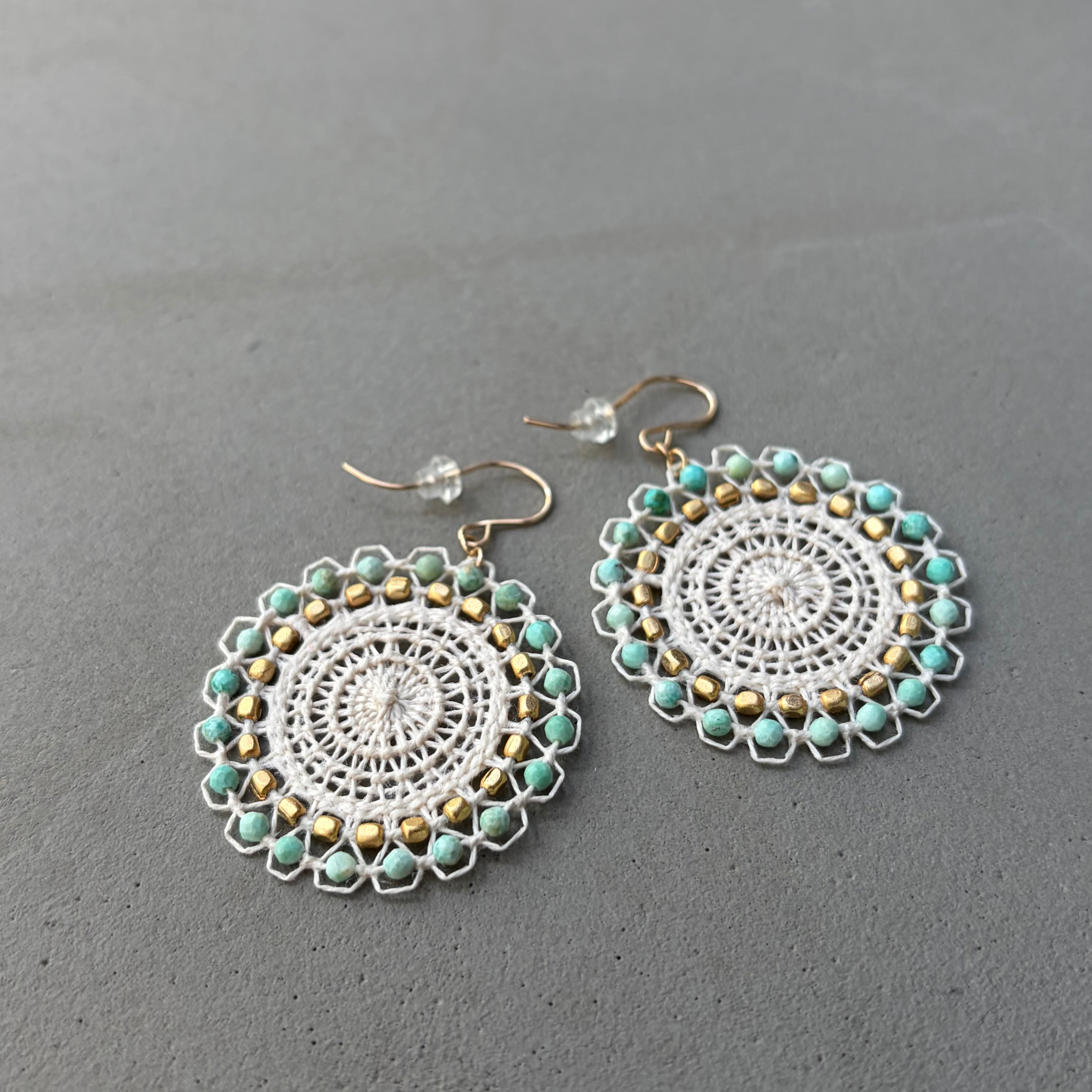 Ñanduti stone×circle earring | puka ~nanduti ~ ニャンドゥティ