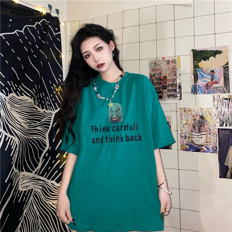 スタンダードプリントTシャツ レディーススプリングサマールーズラウンドネックトップス レトロ 春物 夏物 Oネック ケッペル54899303872