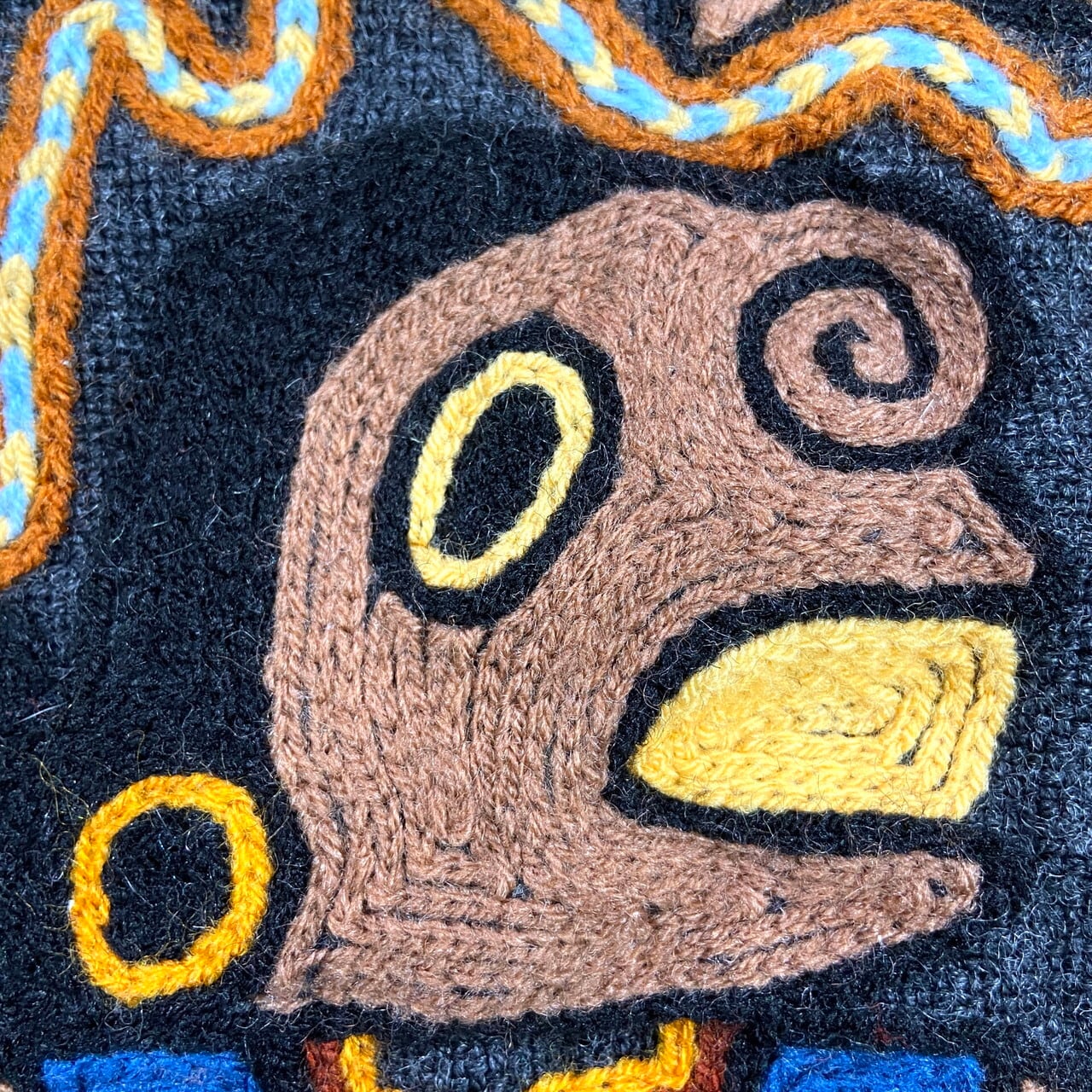 ヴィンテージ 南米 手刺繍 タペストリー ラグ ヒッピー 民族 110×55