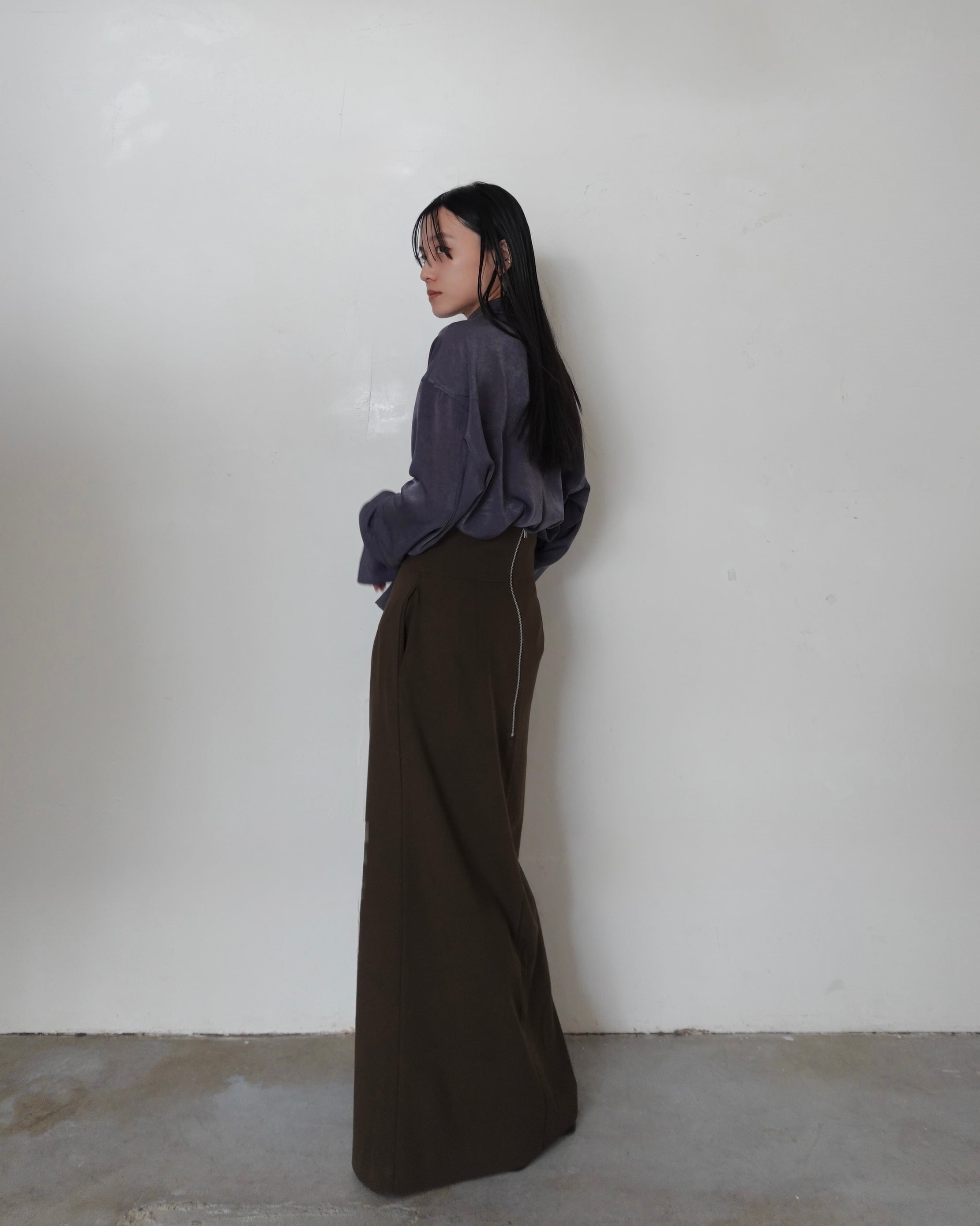 2way stripe long skirt | quūi