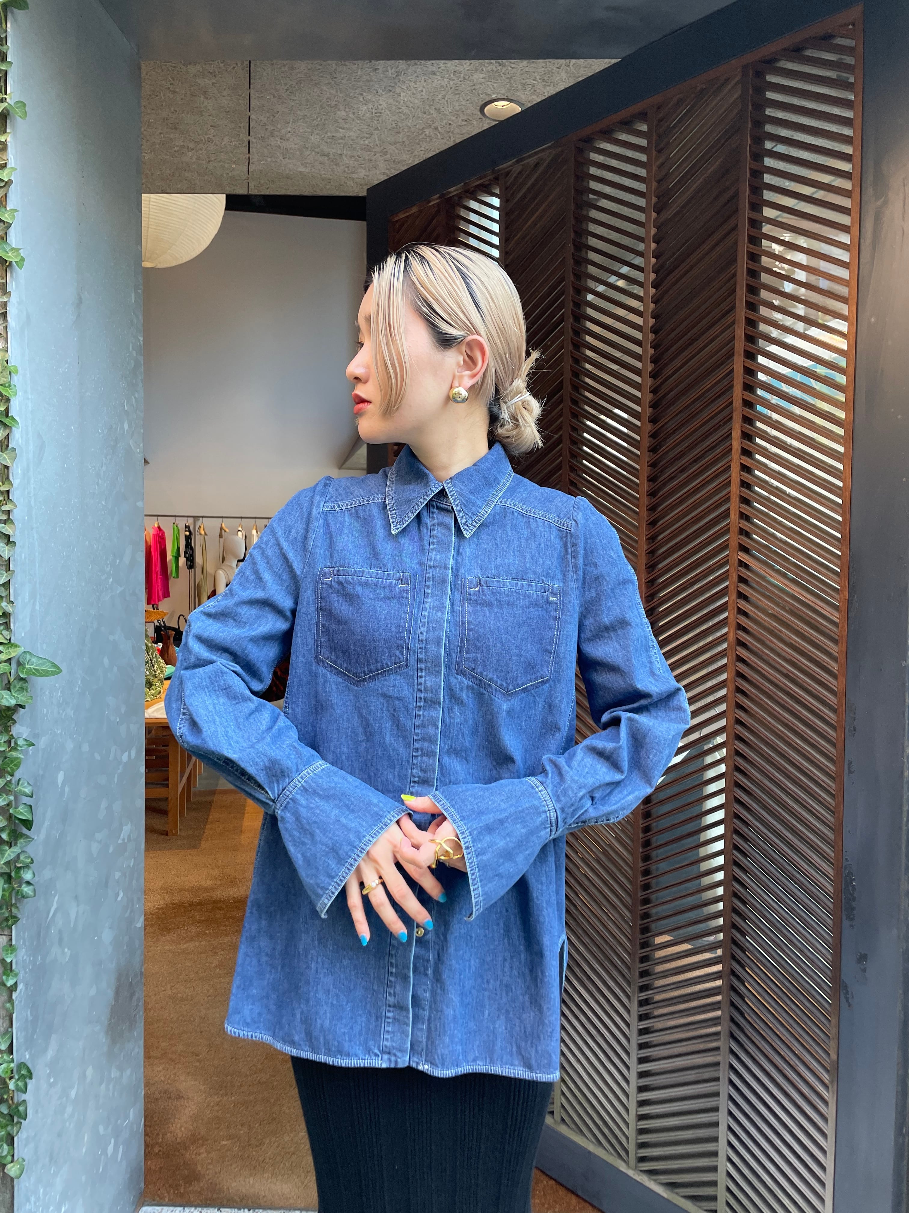 【22AW】Mame KUrogouchi マメクロゴウチ / Flared Sleeve Denim Shirt | TRENTオンラインショップ　 (福岡市セレクトショップ) powered by BASE