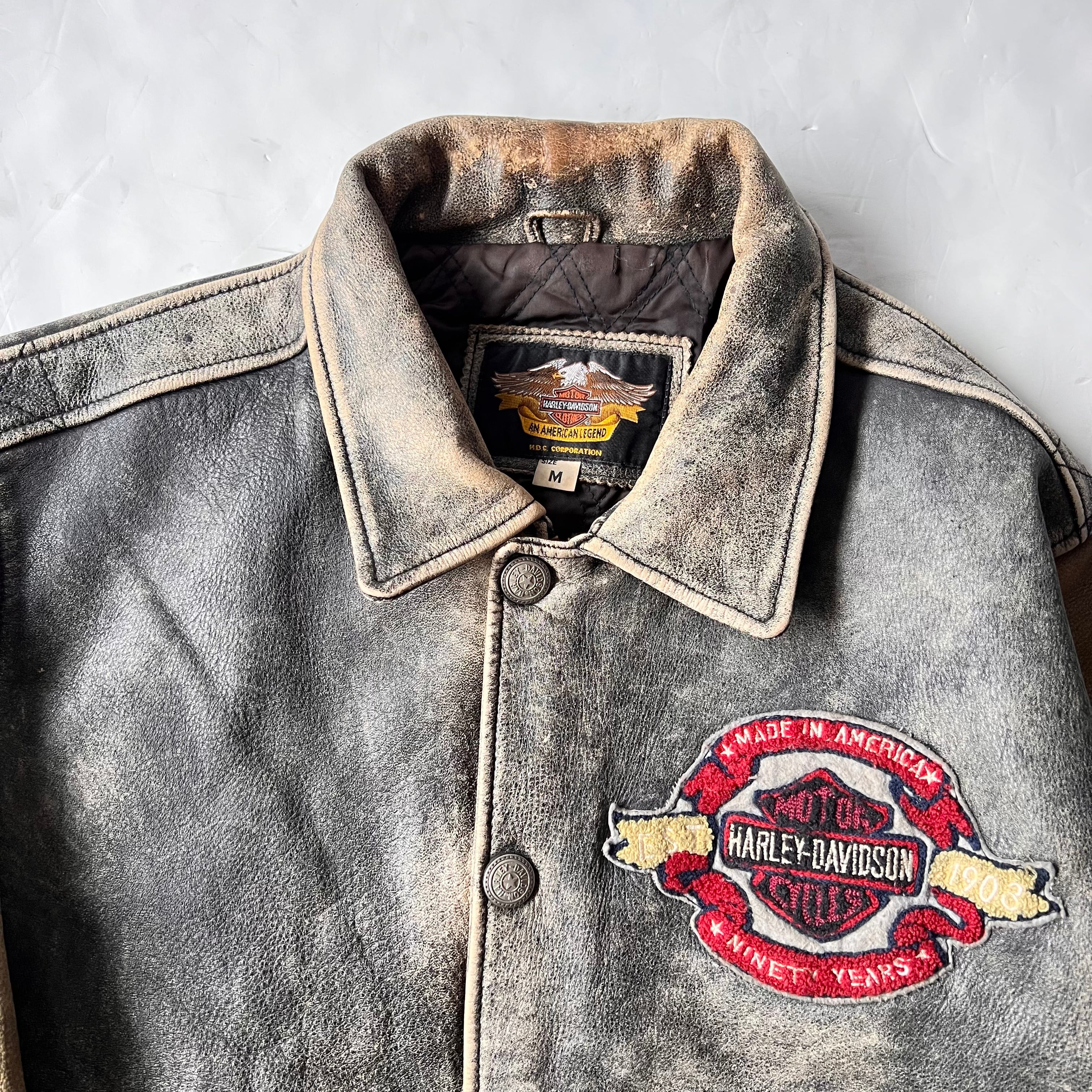 90s “Harley-Davidson” leather studium jamper 90年代 ハーレー