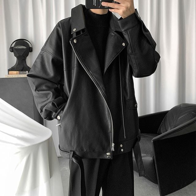 【予約販売】ライダースジャケット メンズ ブラック 黒 アウター レザージャケット ショート丈 こなれ感 防寒 お洒落 カジュアル ベーシック 秋冬 大きいサイズ M/L/XL