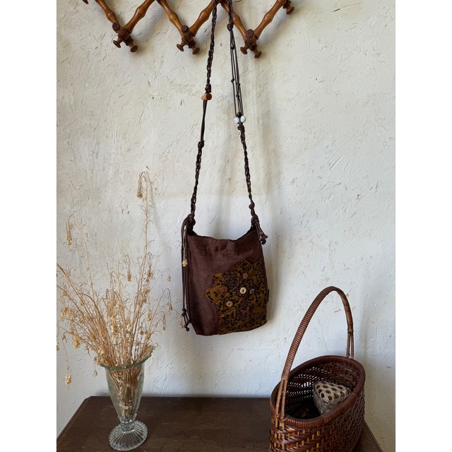 POTIレトロパッチビーズロープ柔らかバッグ