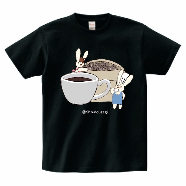 Tシャツ　どでかイラスト　ぱくぱくクッキー　コーヒー　ブラック　S/M/L/XL