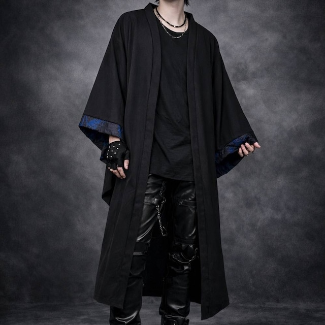 着物袖和風超ロング丈アウター【青彼岸花】