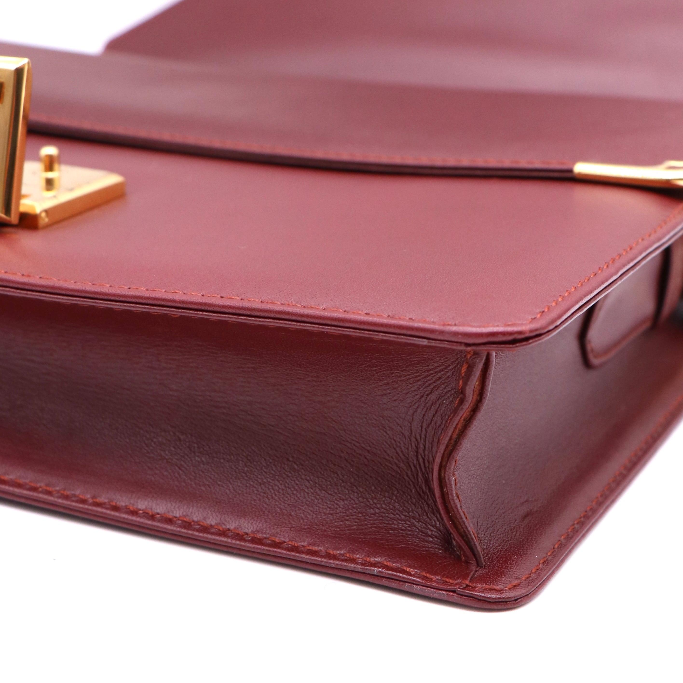 Cartier カルティエ マストライン レザーショルダーバッグ ボルドー