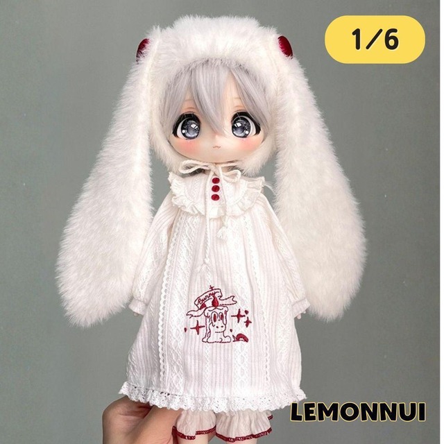 1/6 ディーラー製 ドール服 幼SD アウトフィットうさぎ耳-C1228