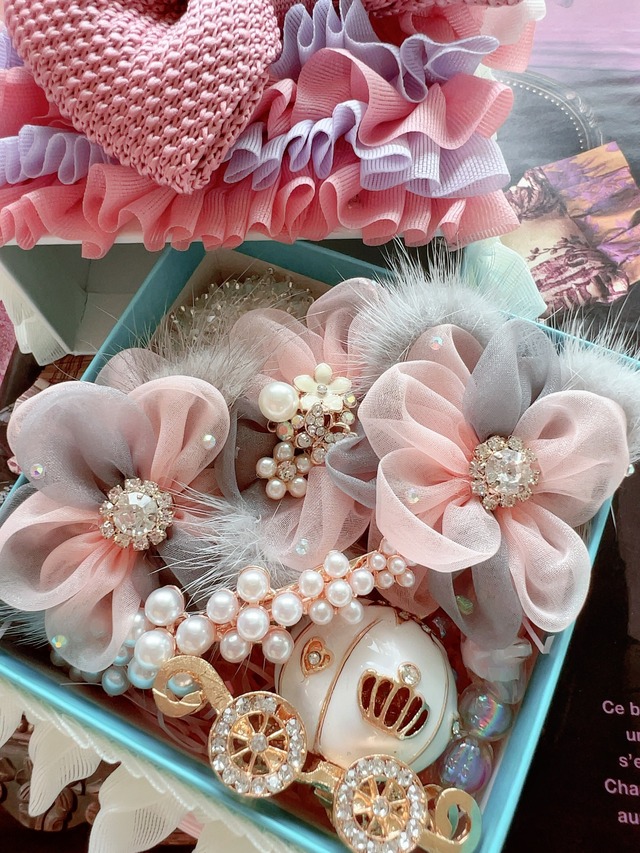 ＜one-off＞ビジューアクセテトリスBOX＜ファーフラワー＞