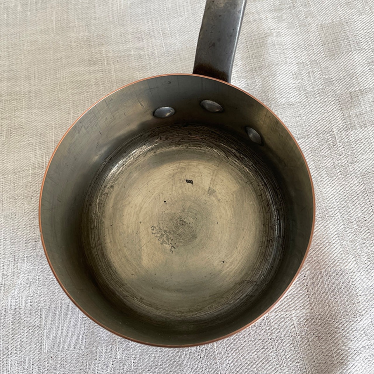 銅鍋　銅片手鍋　直径10cm 厚さ1mm フランス製　ソースパン 12KWdr2-4