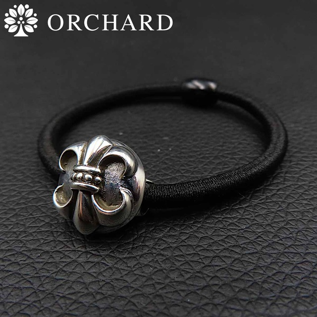 シルバー925 ブレスレット Silver 925 メンズ レディース ヘアゴム アジャスタ ユリ 百合 Lily