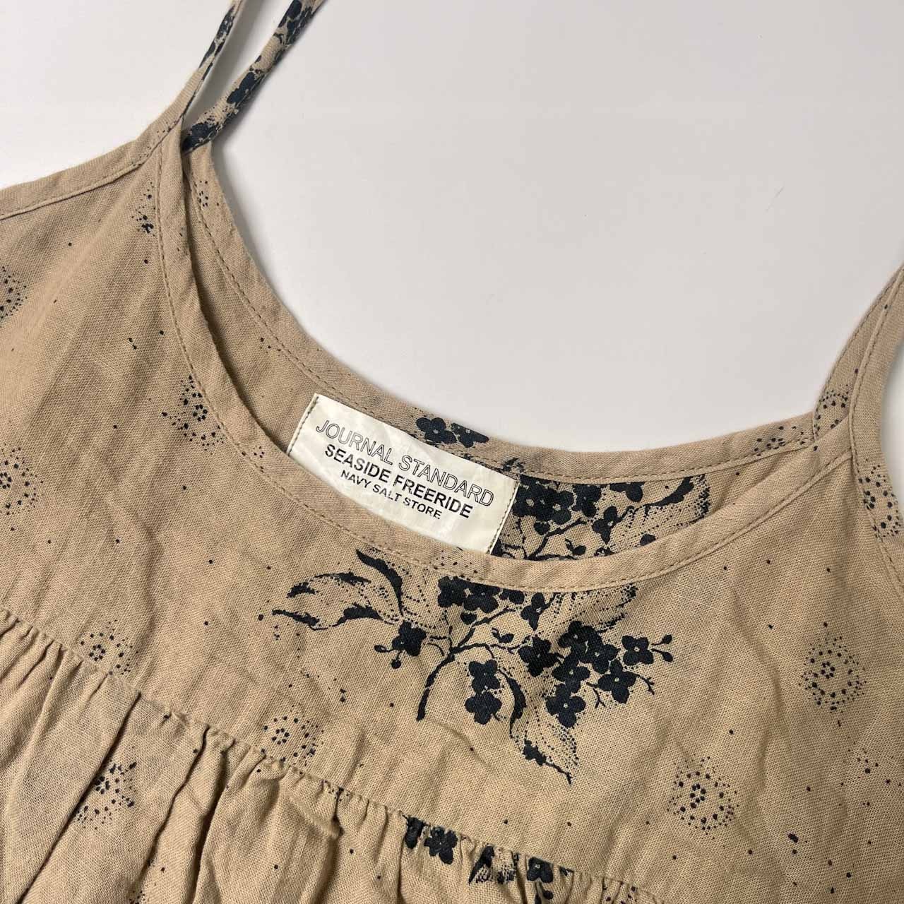 JOURNAL STANDARD SEASIDE FREERIDE ジャーナルスタンダード 花柄 ガーゼ生地 チュニック丈 キャミソール/ベージュ レディース コラボ