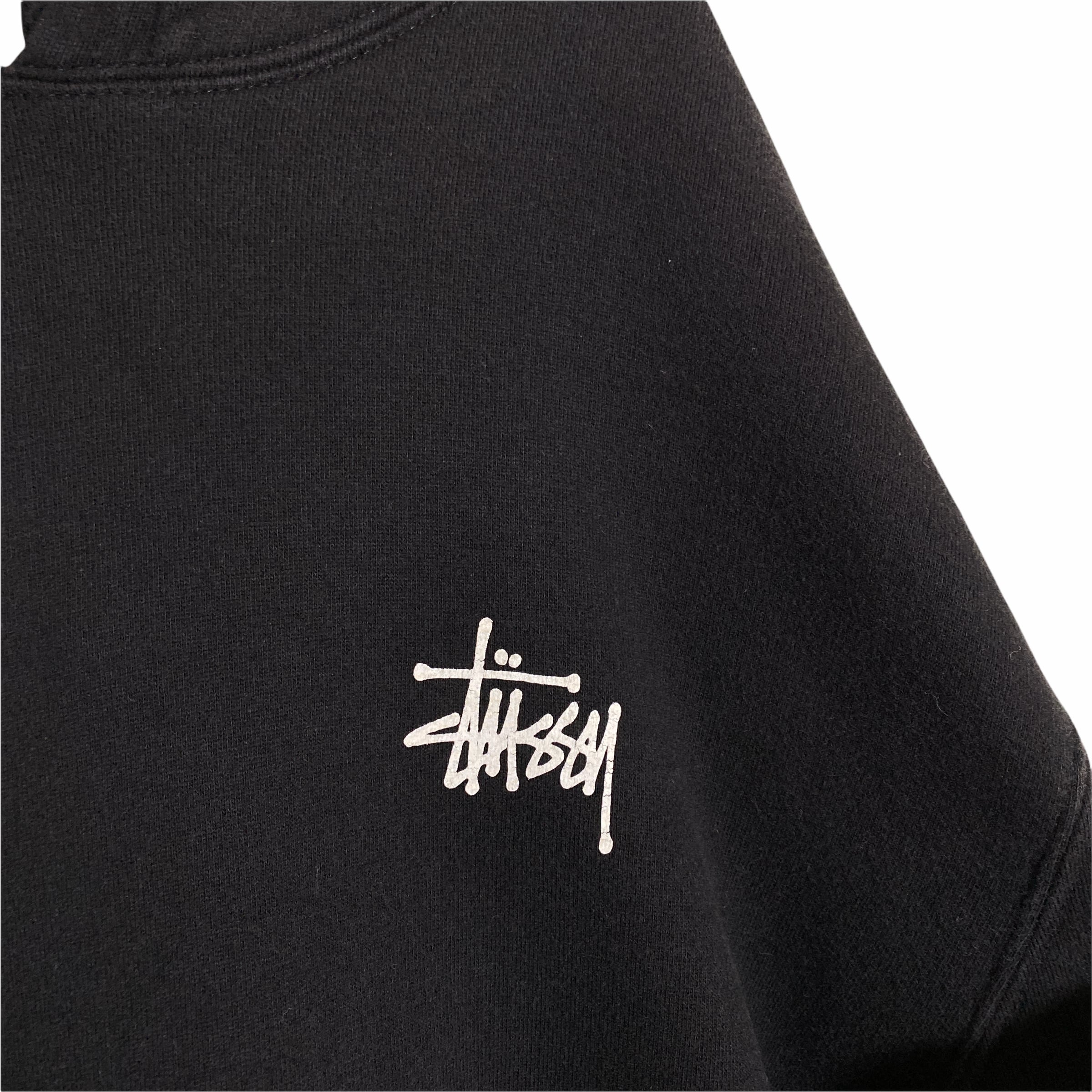 人気デザイン】stussy ステューシー バックロゴパーカーブラック L